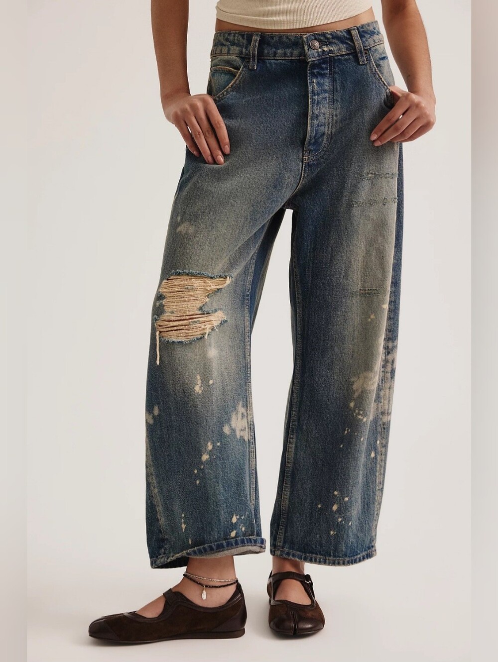 We The Free Deep Trance Dropped Boyfriend Jeans in Blue Delphinium Size 29